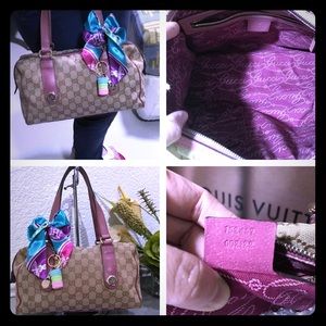 Boston Monogram Gg Charmy Pink Canvas Shoulder Bag